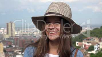 Smiling Female Teen Wearing Hat