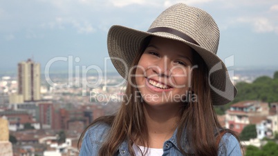 Teen Girl Having Fun Wearing Hat