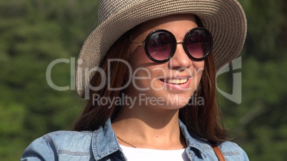 Teen Girl Sunny Day Wearing Sunglasses