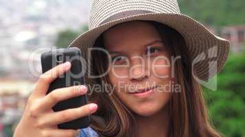 Pretty Teen Girl Taking Selfy