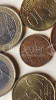 Euro coins flat lay - vertical