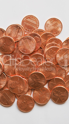 Dollar coins 1 cent - vertical