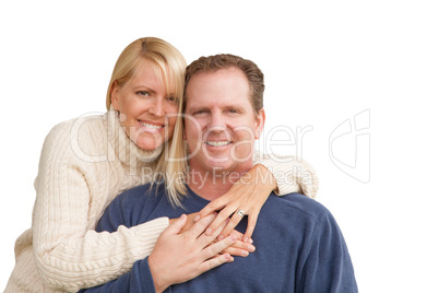 Happy Attractive Caucasian Couple on White