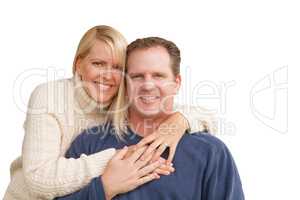 Happy Attractive Caucasian Couple on White