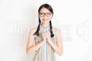 Asian girl greeting