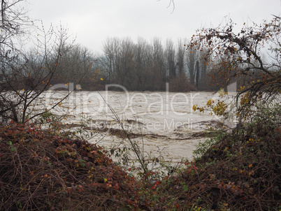 River Po flood in Turin