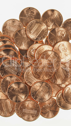 Dollar coins 1 cent wheat penny cent - vertical