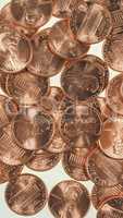 Dollar coins 1 cent wheat penny cent - vertical