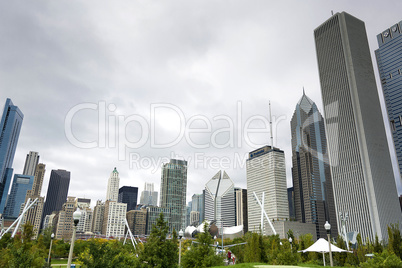 Chicago cityscape from millennium park