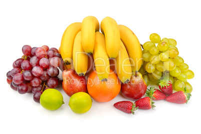 set of fruits isolated on white background