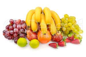 set of fruits isolated on white background