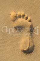 imprint of human feet on sandy beach