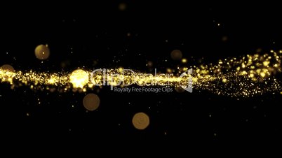 Beautiful Luxury Golden Particles Moving Seamless with Bokeh Blur. Looped 3d Animation in Slow Motion. HD 1080.
