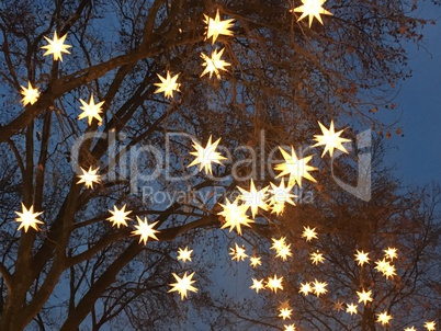 Leuchtende Sterne auf dem Kölner Weihnachtsmarkt