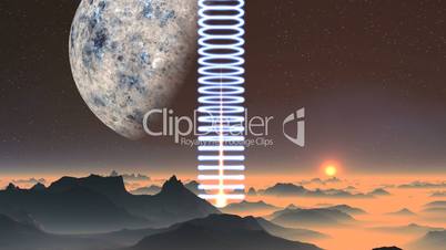 Spiral Light And Sunrise On An Alien Planet