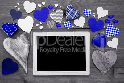 Black And White Chalkbord, Blue Hearts, Copy Space