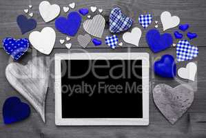 Black And White Chalkbord, Blue Hearts, Copy Space