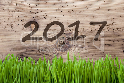 Bright Wooden Background, Gras, Text 2017