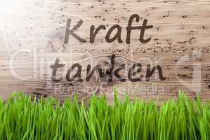 Bright Sunny Wooden Background, Gras, Kraft Tanken Means Relax