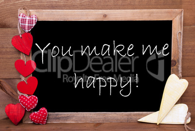 Chalkbord, Red And Yellow Hearts, Quote You Make Me Happy