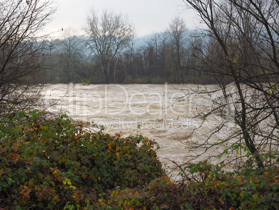 River Po flood in Turin