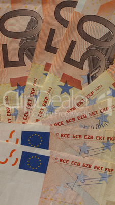 Fifty Euro notes - vertical