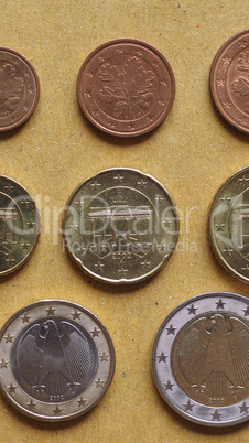 Euro coins flat lay - vertical