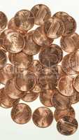 Dollar coins 1 cent wheat penny cent - vertical