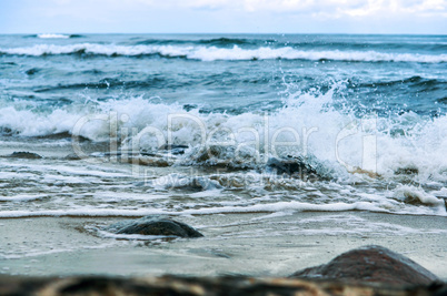 sea wave waves beat on the rocks