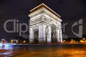 The Triumphal Arch (Arc de Triomphe) in Paris, France