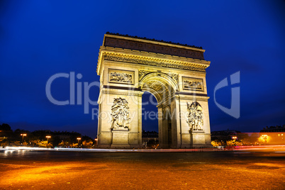 The Triumphal Arch (Arc de Triomphe) in Paris, France