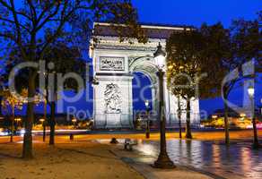 The Triumphal Arch (Arc de Triomphe) in Paris, France