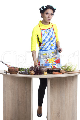 Woman cooking in kitchen