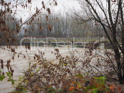 River Po flood in Turin