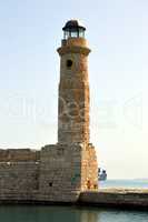 Marine lighthouse in a port of Crete.