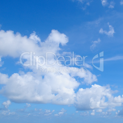 blue sky and white cumulus clouds