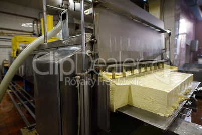 Finished dairy product at production line