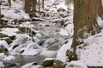 Gruenbach im Riesengebirge Winter - creek in the Mountains in winter