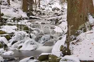 Gruenbach im Riesengebirge Winter - creek in the Mountains in winter