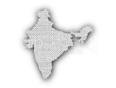 Karte von Indien auf altem Leinen