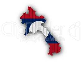 Karte und Fahne von Laos auf Wellblech