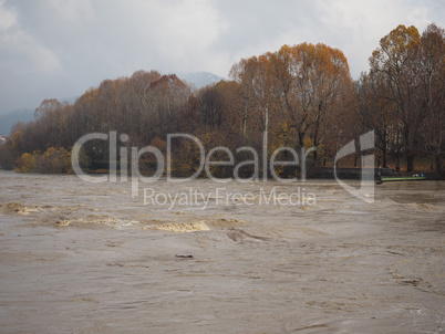 River Po flood in Turin