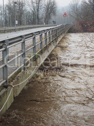 River Po flood in Turin