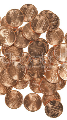 Dollar coins 1 cent wheat penny cent - vertical