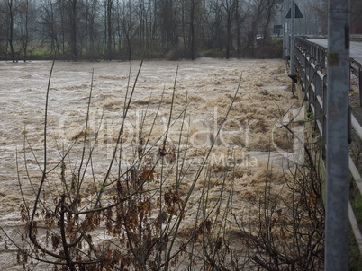 River Po flood in Turin