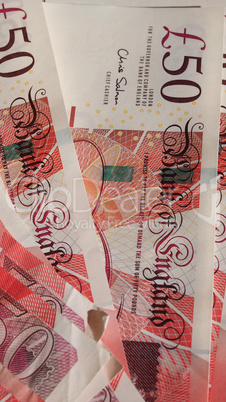 Fifty Pound notes - vertical