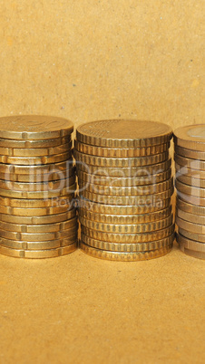 Euro coins pile - vertical