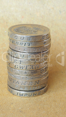 Pound coins pile - vertical