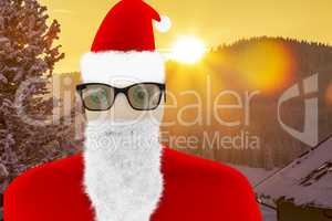 Santa Claus in front of winter background, 3d-illustration