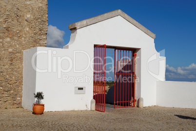 Gate of the Lighthouse of Cabo de Sao Vicente in Algarve, Portugal